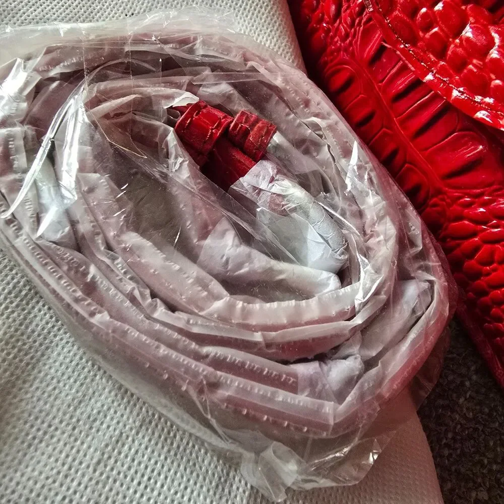 EUC STAUER Red Croc Embossed Hard Leather Handbag Purse Unused Clean animal